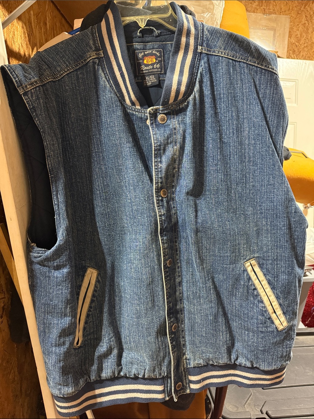 Route 66 Navy Denim Jacket with White Stripe Trim